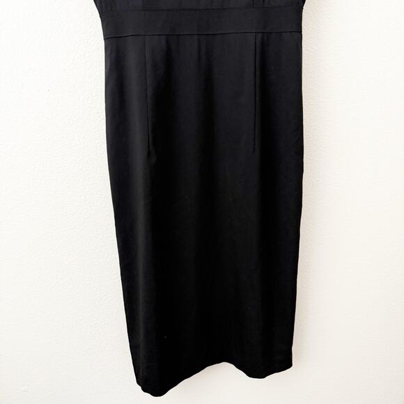 J. CREW | Dress Black Smooth 100% Wool V-Neck Sleeveless Zip Sheath | Size 14 - Picture 4 of 7